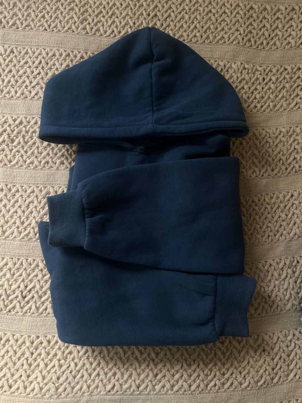 Classic Women's Navy Blue Hooded Oversized Sweatshirt